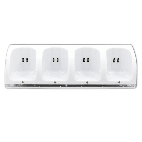 WII four-bay charger set with four rechargeable batteries and USB-DC cable in black colour