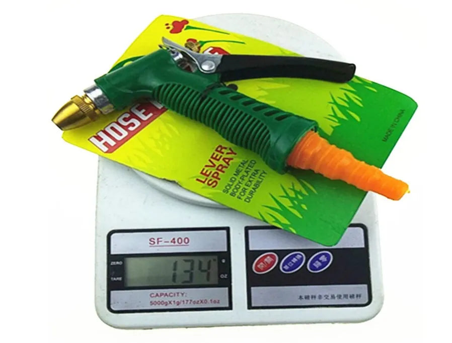 Adjustable high pressure copper head water gun for garden watering and car wash, green copper construction