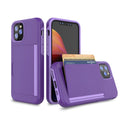 A solid colour mobile phone case for iPhone 11 series, shown in black, red, pink, blue, dark blue, and purple colour options.