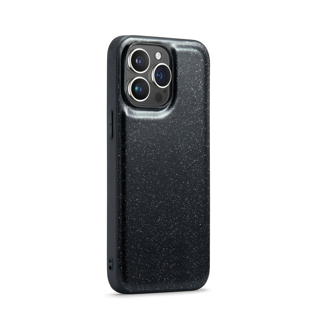 Glitter wallet magnetic phone case in combination black for iPhone with card slot