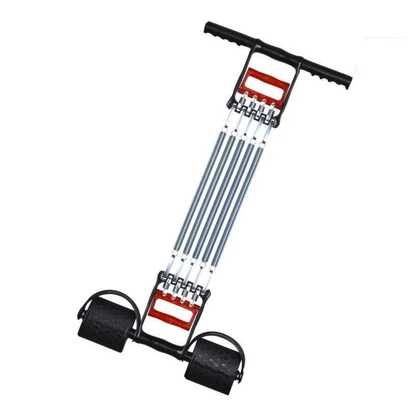 Multifunctional tension device with carbon steel wire spring and engineering plastic body, shown in dual-purpose and triple-purpose sizes.