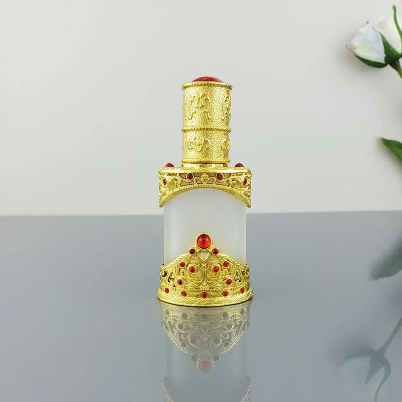 12ml vintage glass bottle with electroplated metal straw for pigment or essential oil