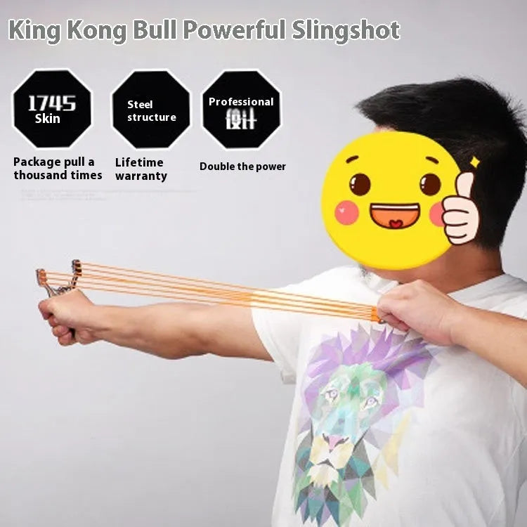 Zinc alloy outdoor slingshot with Dawei power card design on the ball bow grip.