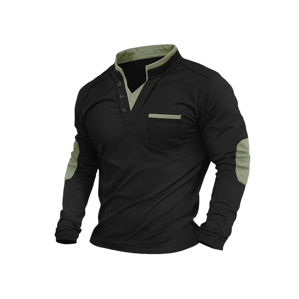 Men's stand collar long-sleeved sweater pullover solid colour polyester blend straight fit