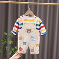 Boys' plaid cotton overalls suit with shirt and strap trousers in yellow colour