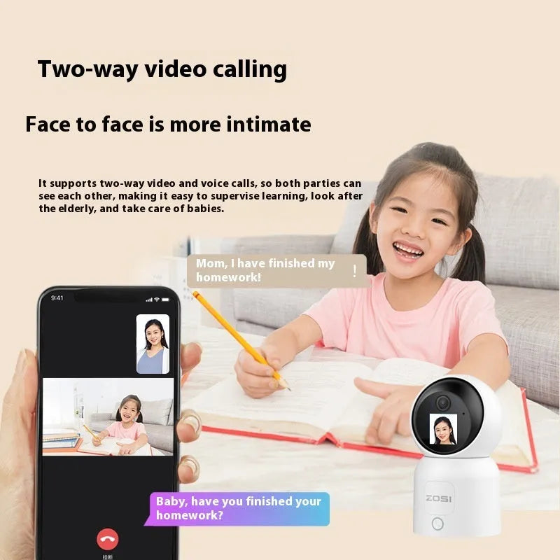 Zhou Shi wireless indoor security camera with plastic housing and AI face detection capabilities