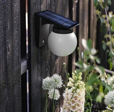 Solar outdoor wall lamp with seven LED beads, ABS shell, PC lampshade, IP55, 172x165x190mm