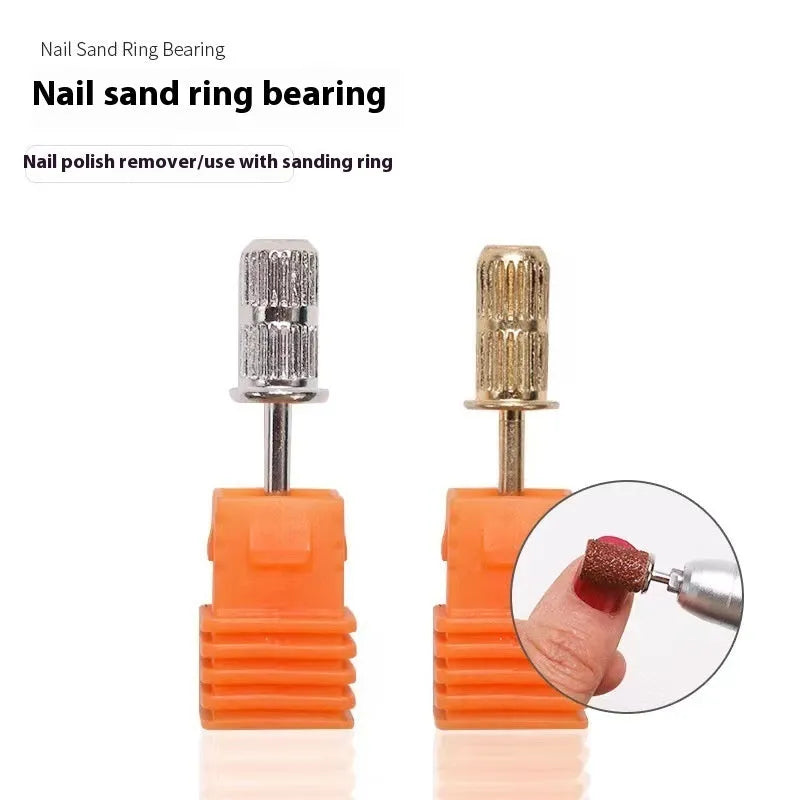 Silver stainless steel nail sanding ring bearing and shaft set with plastic tube storage