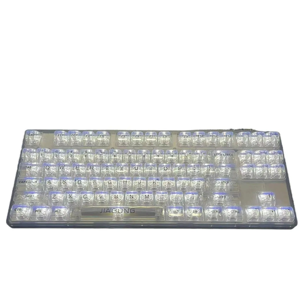132 transparent plastic key caps arranged for mechanical keyboard replacement