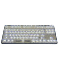 132 transparent plastic key caps arranged for mechanical keyboard replacement