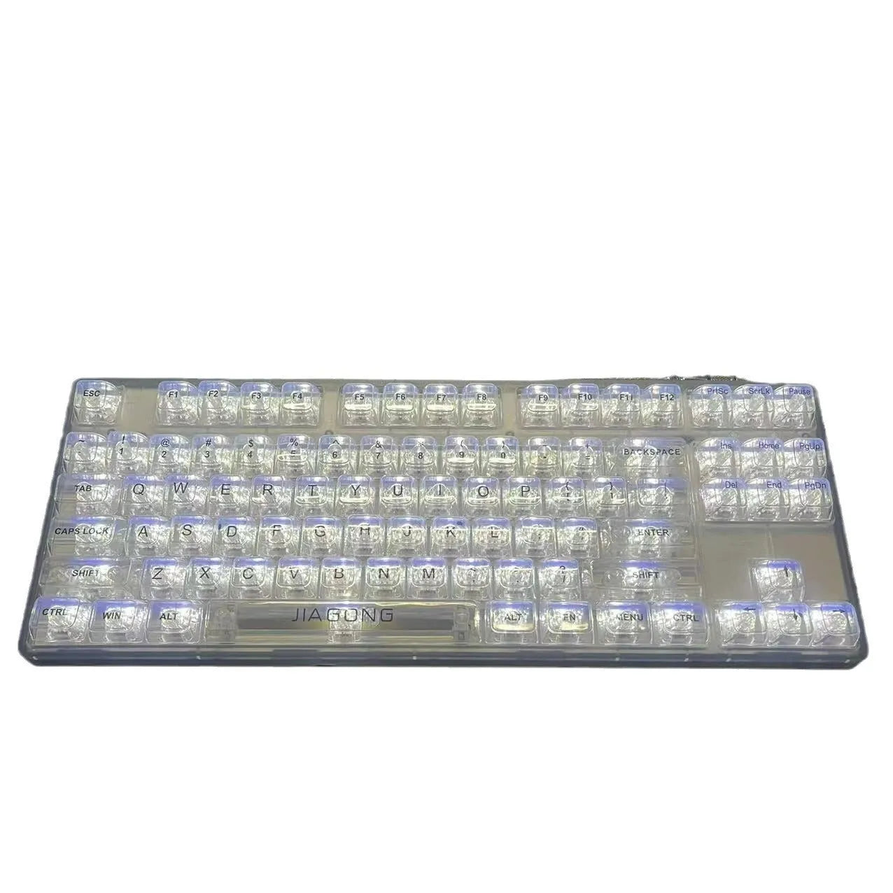 132 transparent plastic key caps arranged for mechanical keyboard replacement