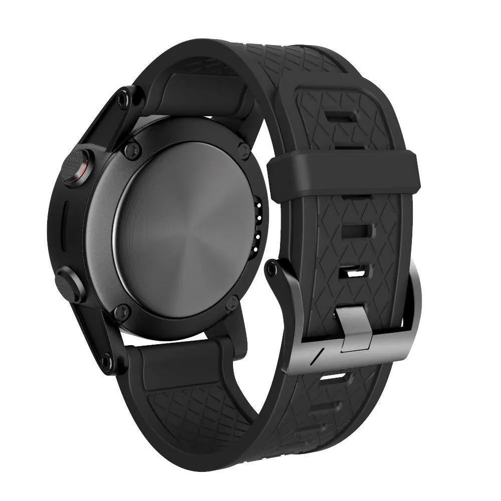 Black silicone sports watch strap with stainless steel watch-button for Jiaming watches, 26mm width