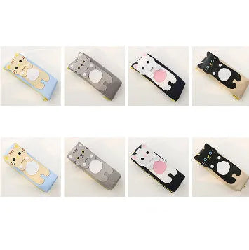 Cat cartoon canvas pencil case, square zipper pencil bag, 20x8cm, for female students