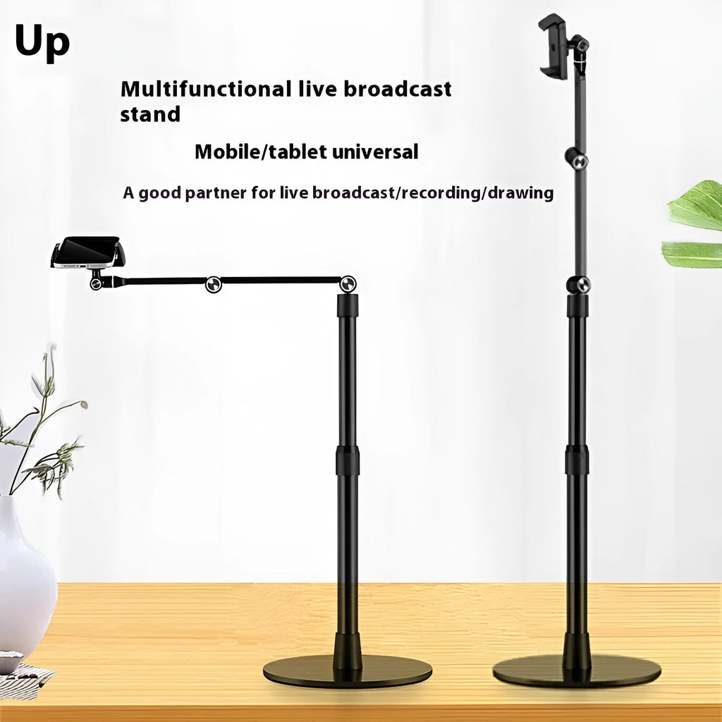 Telescopic lifting alloy stand for mobile phone and tablet live broadcast and bedside use
