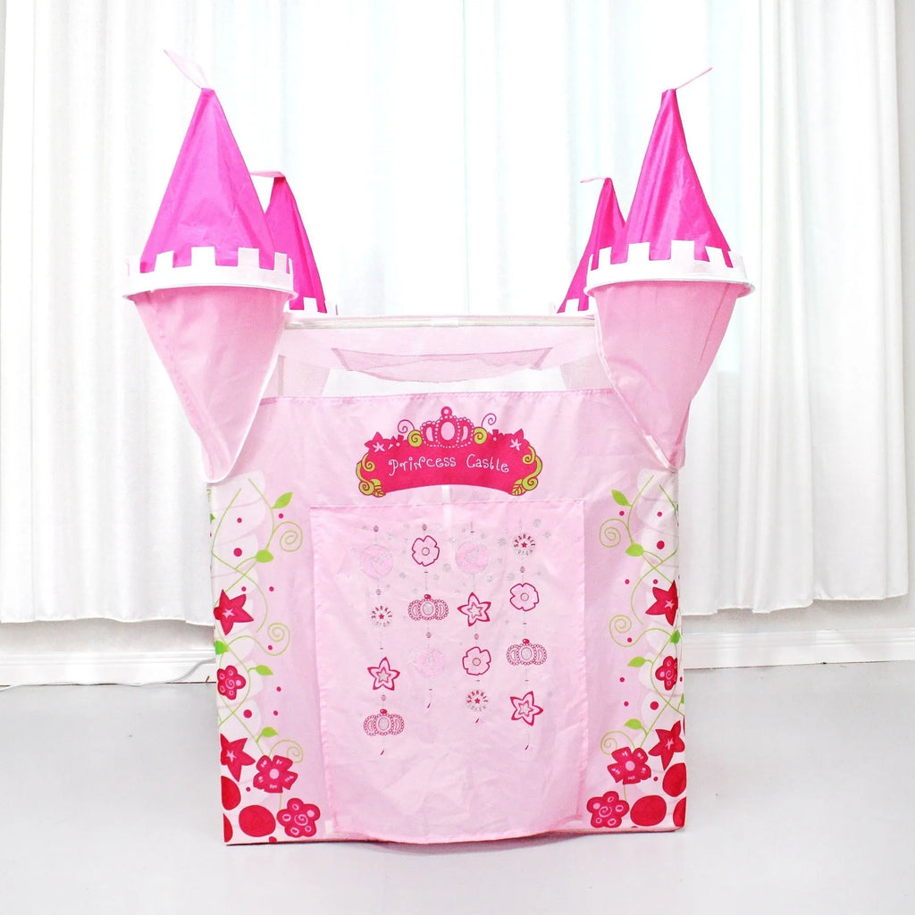 Children's princess castle tent in castle tent colour, made from polyester taffeta, folded for storage