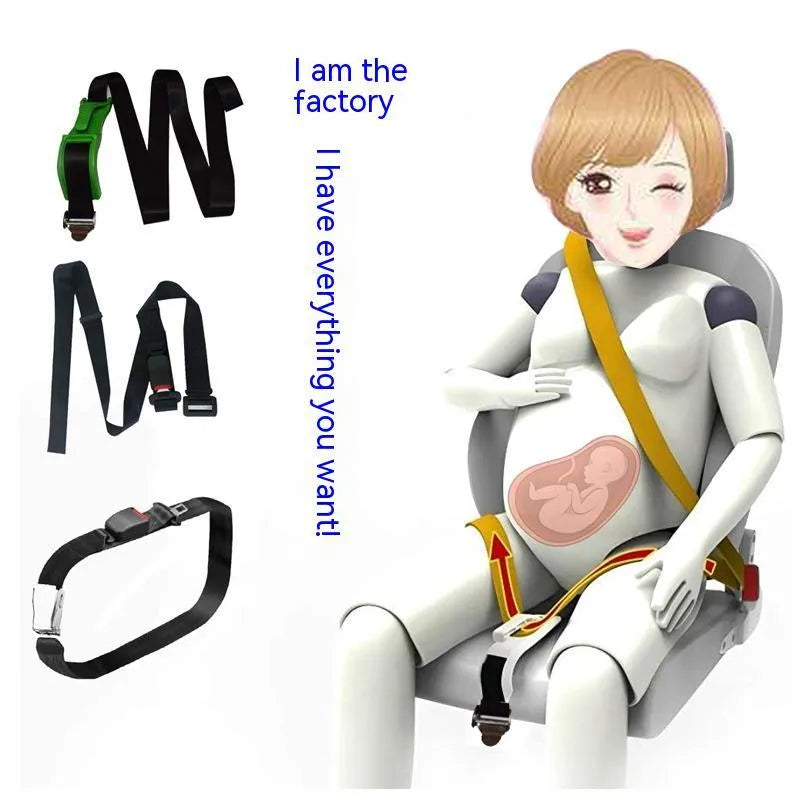Black pregnant women's safety belt with metal buckle for anti-strangulation car travel protection