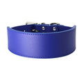 Fish-shaped leather dog collar for large dogs in assorted colours on a white background.