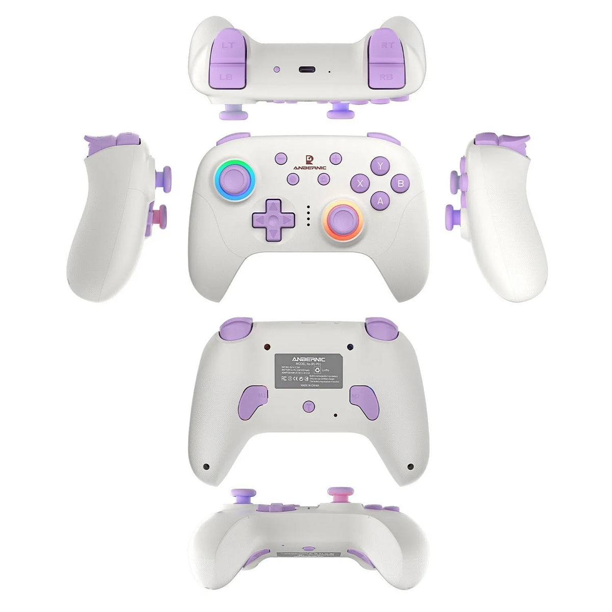 RGP01 wireless gamepad with RGB lighting, compatible with PC, Switch, Android, iOS, black colour