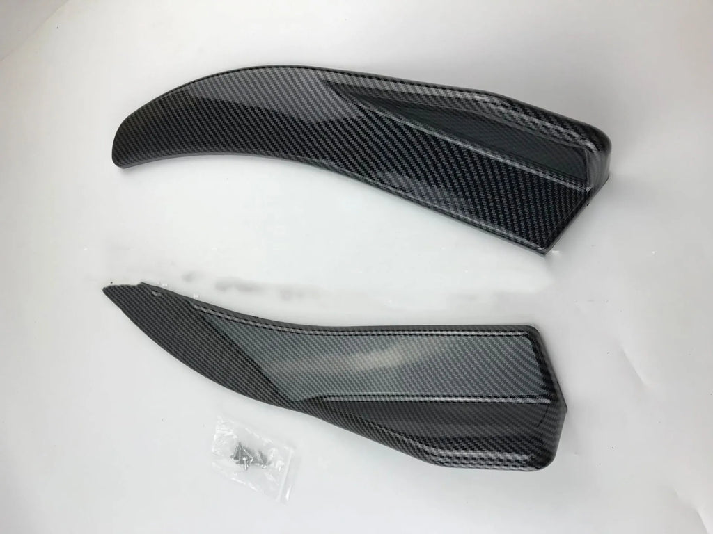 Pair of black ABS plastic car bumper deflector shovels with screw holes, 440mm wide.