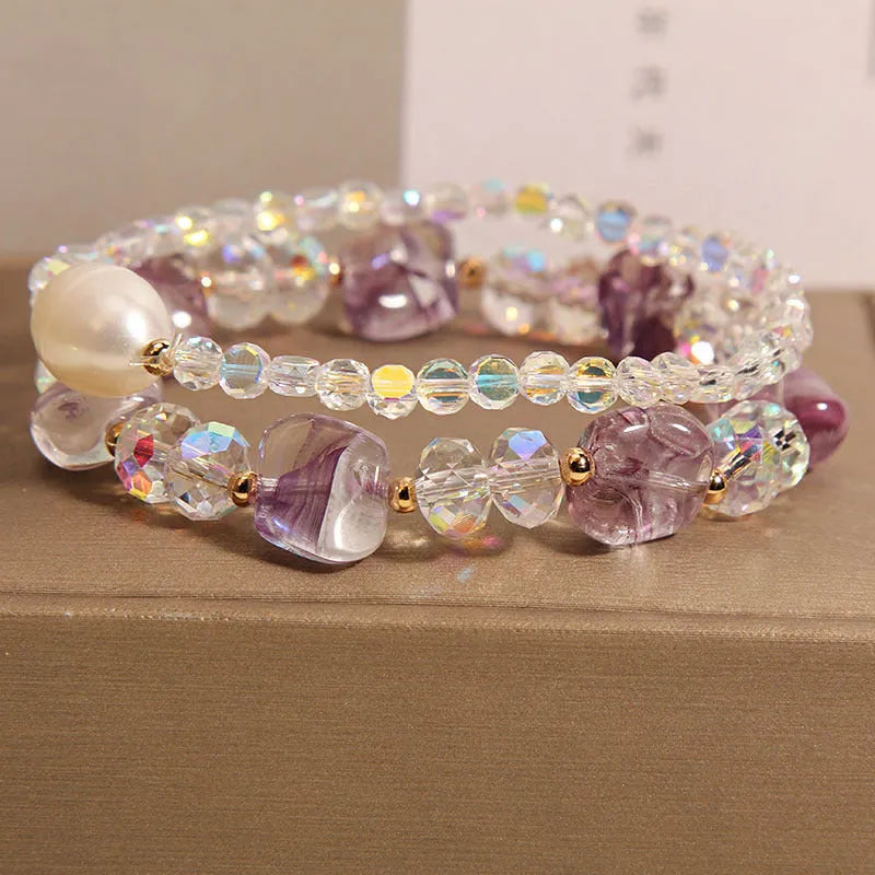 Korean fashion women's irregular crystal bracelet in purple with rhinestone accents