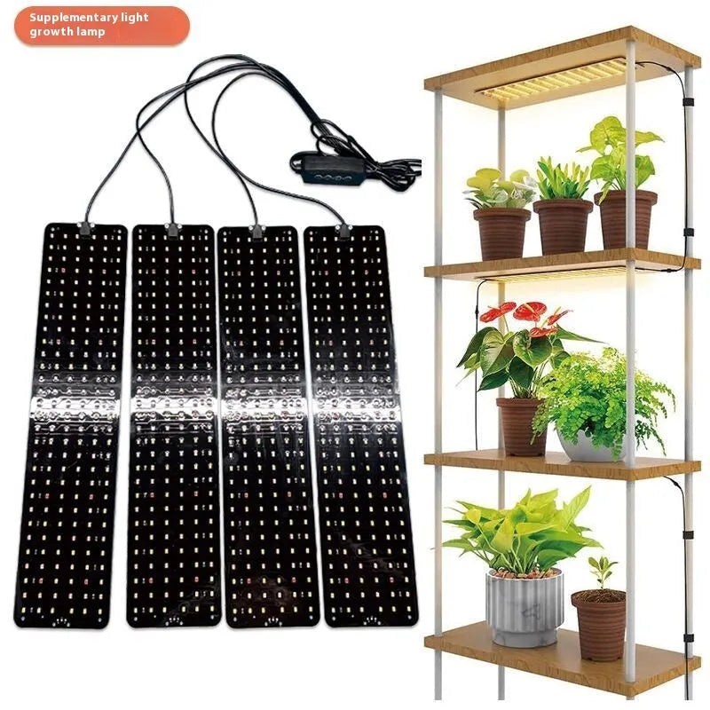 LED full spectrum plant growth lamp with 546 LED beads, warm pink light, aluminium shell, dimming and timing