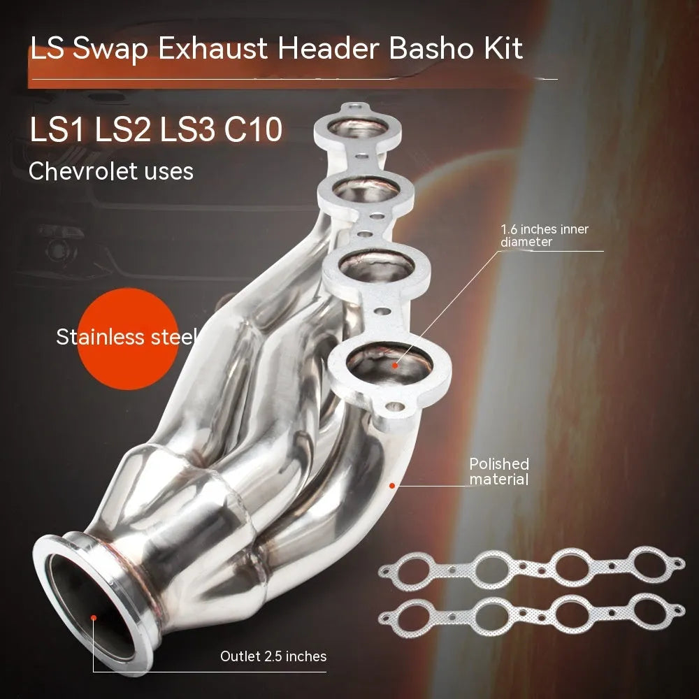 Silver 304 stainless steel modified exhaust manifold banana set for Chevrolet vehicles
