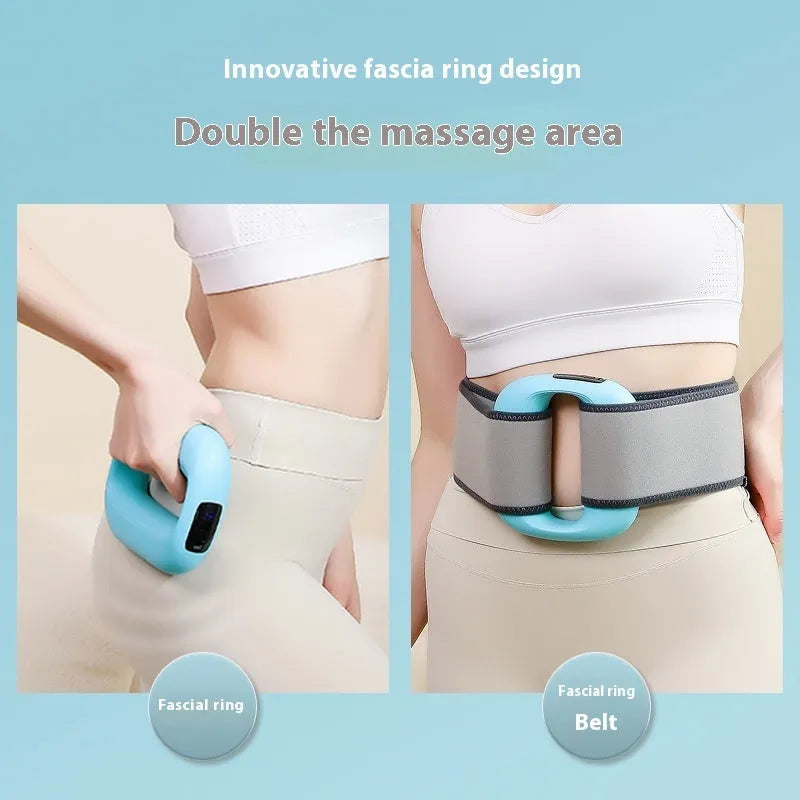 Mini massage gun in girl pink, noble purple, or blue with LED screen, 3 speeds, waist belt, and power cord