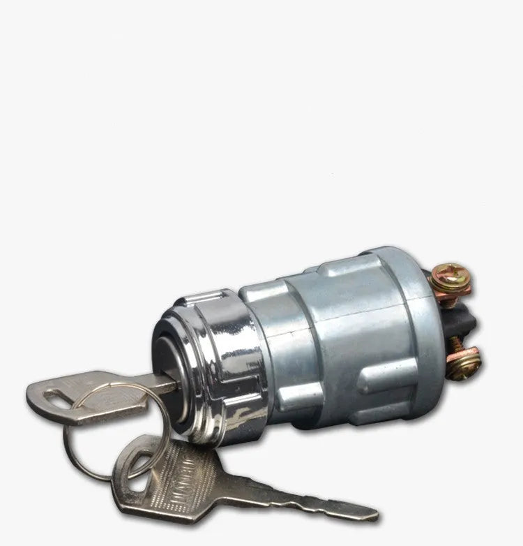 Copper automotive ignition switch and lock with key for truck and forklift repair.