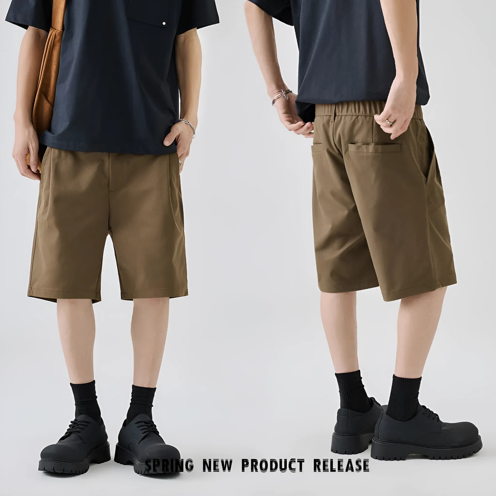 Straight-cut summer business casual trousers in micro-elastic polyester with five pockets