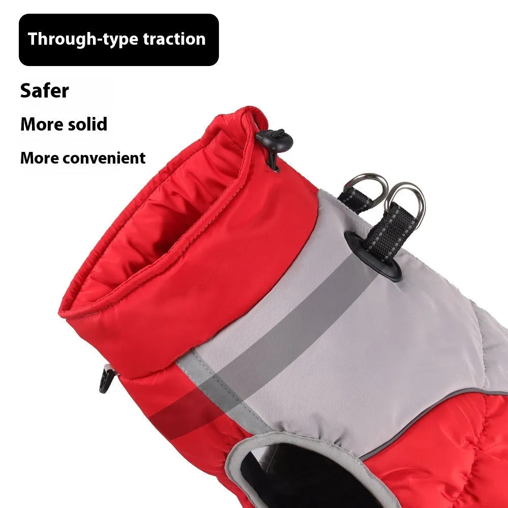 Windproof cotton dog winter coat for medium and large breeds in multiple colour options