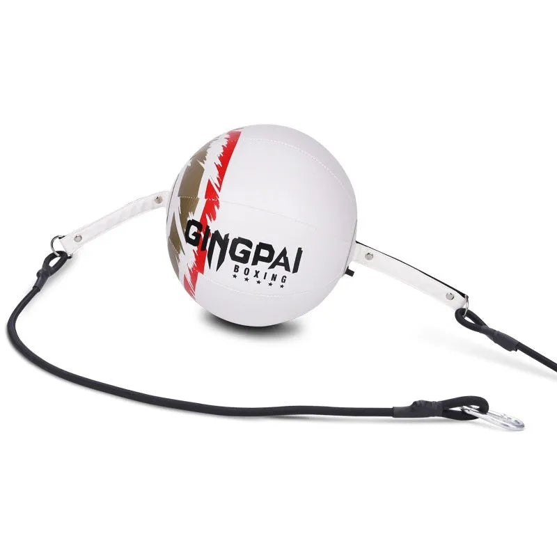 Black PU leather hanging boxing speed ball for reaction and dodge training equipment.