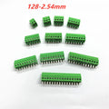 Green bolt-style wiring terminal connector joint with 2.54mm spacing, 18AWG wire compatibility, two connection points, and 6A 150V rating