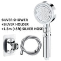 Portable 5-speed pressurised shower head with large water output in modern minimalist design