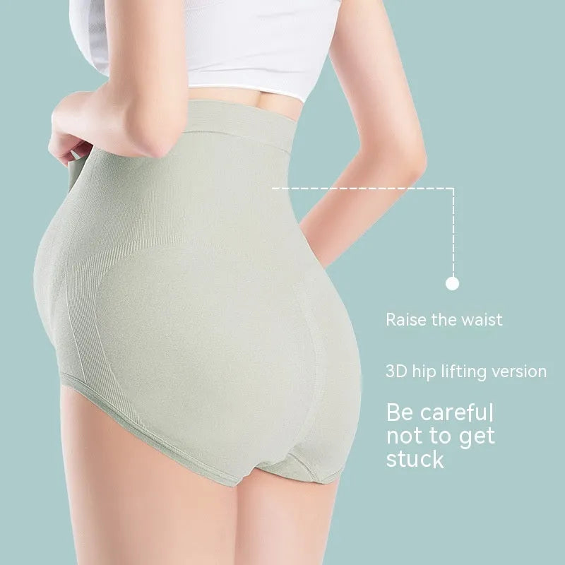 Thin seamless cotton crotch high-waist maternity underwear for pregnant women in neutral colours
