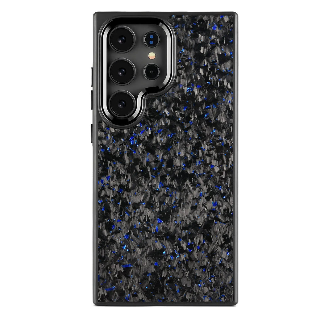 Carbon fiber shell phone case for Samsung S25 Ultra with magnetic option in black