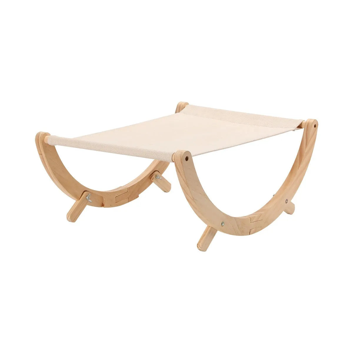 Solid wood foldable cat shaker bed hammock with canvas and plush surfaces