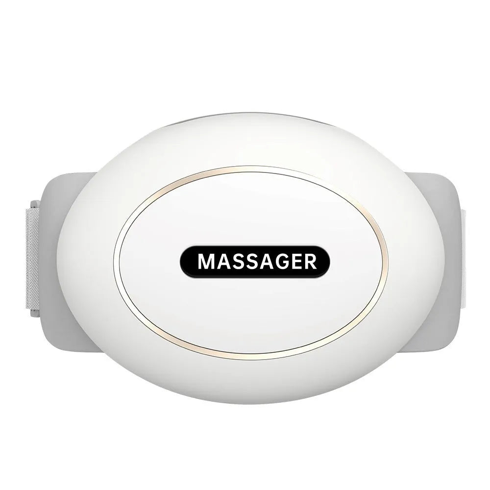 White portable abdominal massager with USB charging and touch control for home use