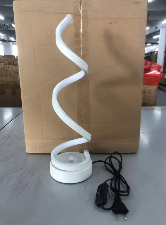 Gold 24W LED table lamp with curved metal base and acrylic shade, remote control, 125mm x 450mm