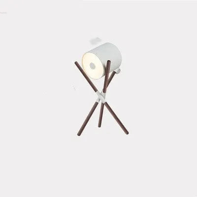 Wooden three-fork floor lamp with acrylic shade in modern simple design for living room or bedroom