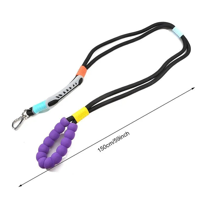 Nylon dog traction leash with foam handle showing colour options