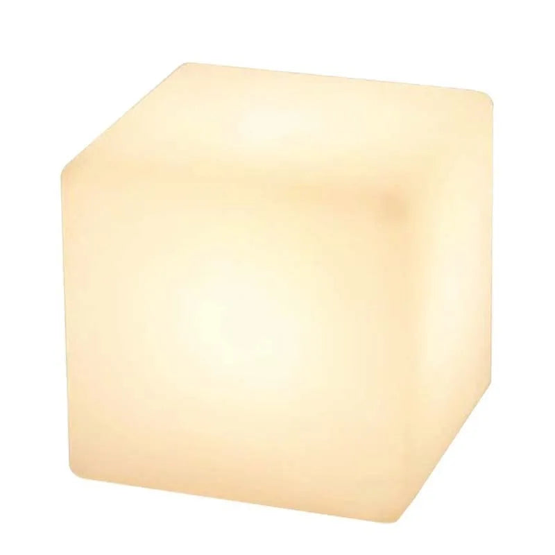 Modern square LED cube light for outdoor garden use, shown in various sizes.