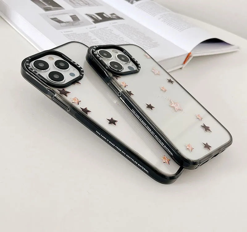 Simple doodle lucky star acrylic side PC hard phone case for iPhone 11 to 14 series