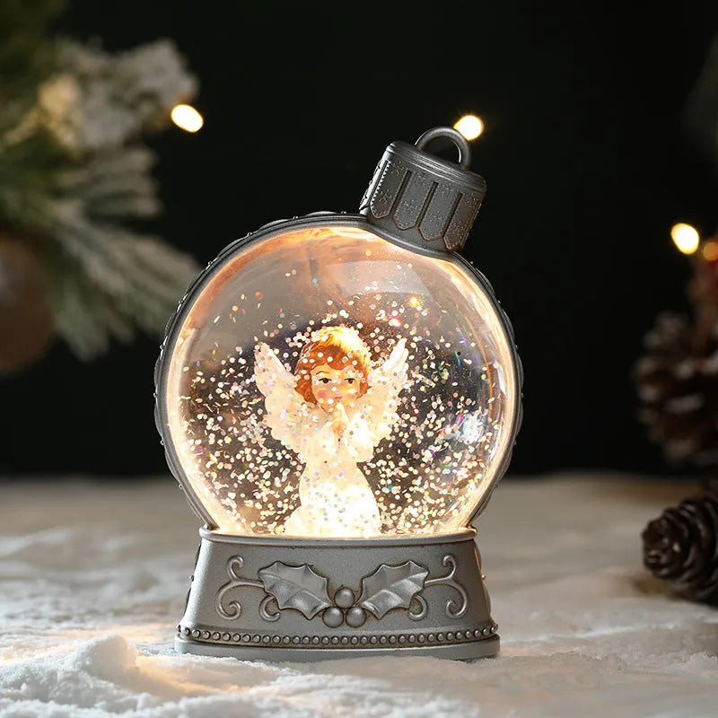 Battery-powered LED Christmas decoration with flame simulation light in plastic character design