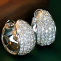 Women's geometric triangle copper ear clip with inlaid shiny zircon stone, white gold colour