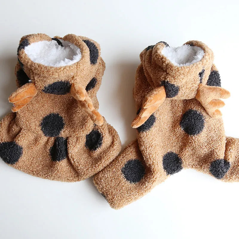 Polka dot pattern pet clothing for dogs and cats in skirt and four-legged styles