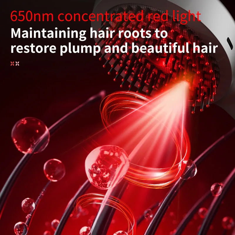 Electric Massage Comb with Vibration Red Light Hair Care 300mAh Rechargeable ABS Handheld Comb, Gray, Black or Pink, 35W Power