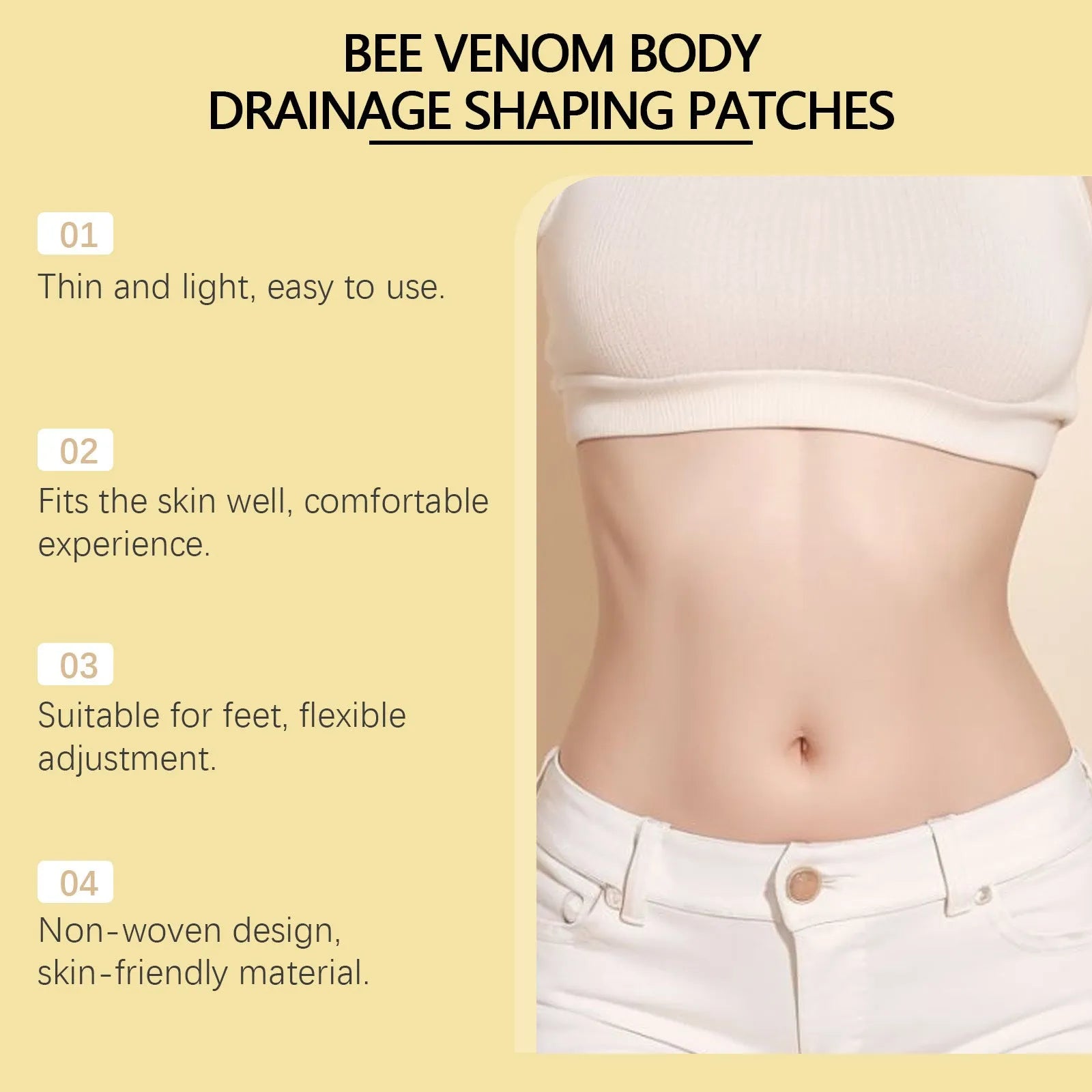 Pack of 10 slimming foot care patches with bee venom and mugwort ingredients
