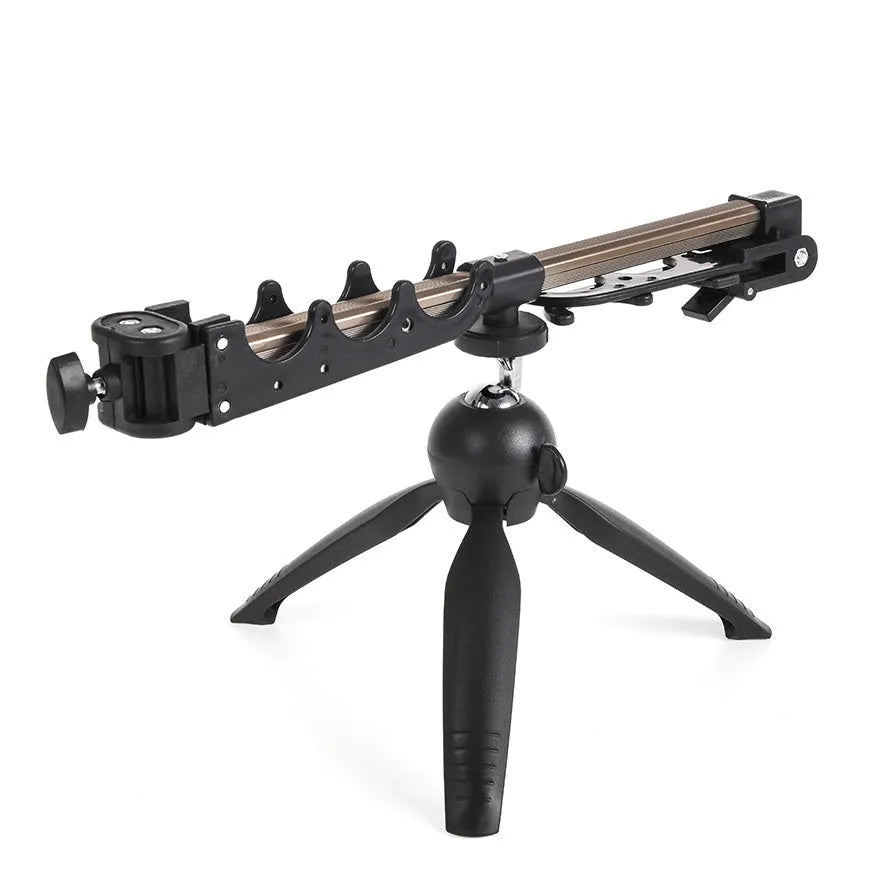 Aluminium alloy ice fishing rod holder bracket in a triangular tripod design on ice.