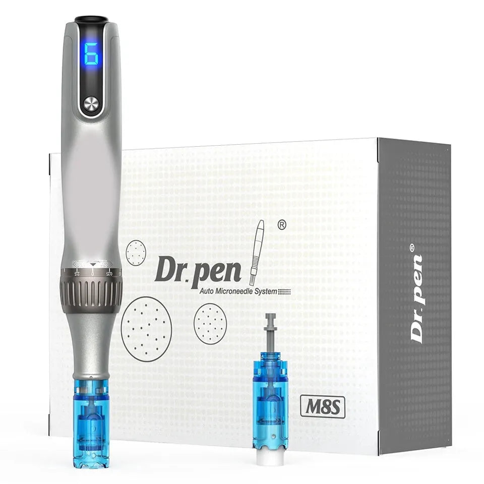Gray wireless electric micro-needle pen with USB port, 5+ gears, for hydrating brightening freckle removal skin treatment UK plug