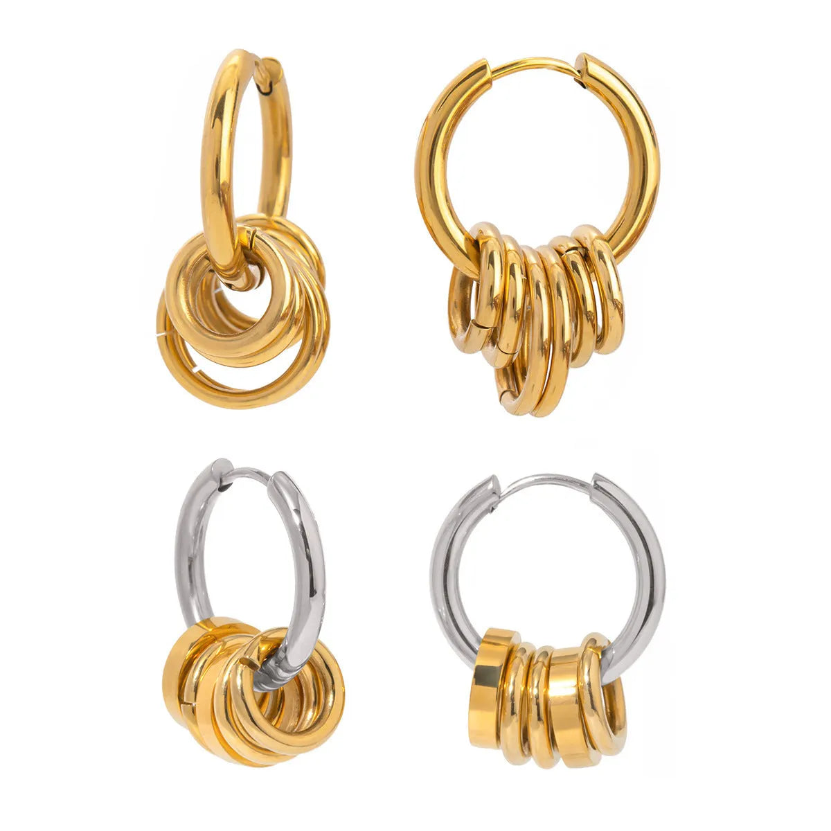 Stainless steel electroplated earrings in INS style, available in two colour options.